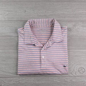 Vineyard Vines Performance Sankaty Polo Shirt Mens XXL Whale Logo Red White Blue